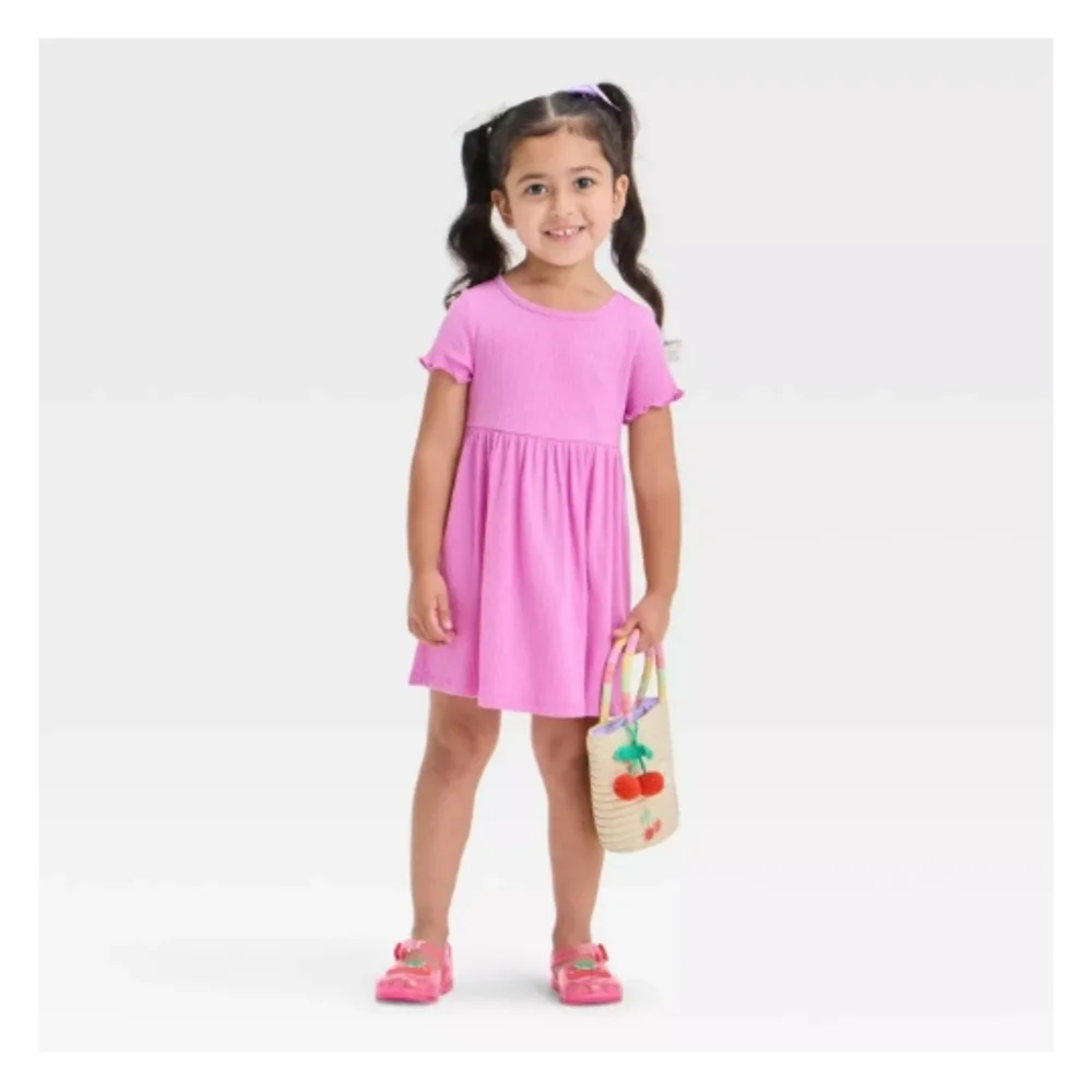 Cat & Jack Toddler Girls Pink Short-Sleeve Dress Size 4T NWT!